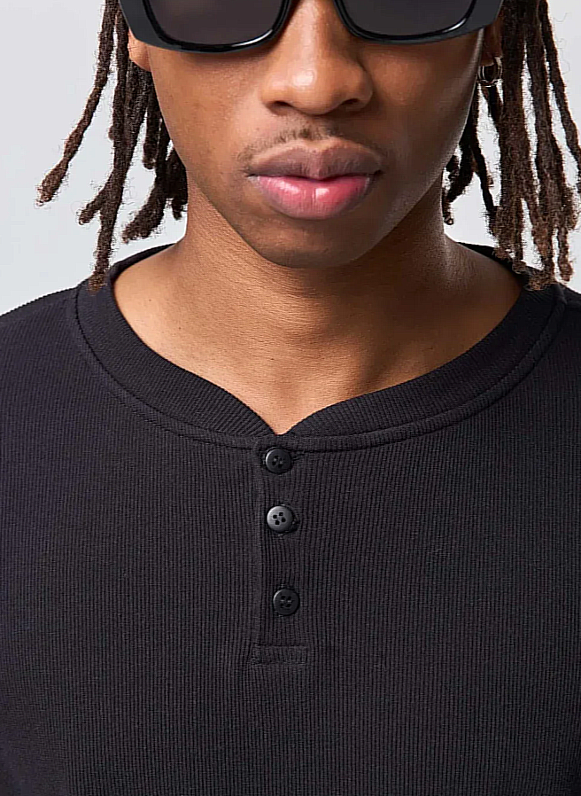camiseta manga longa slim ribana