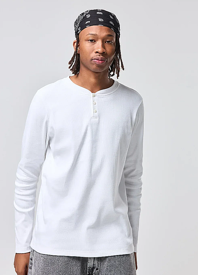 camiseta manga longa slim ribana