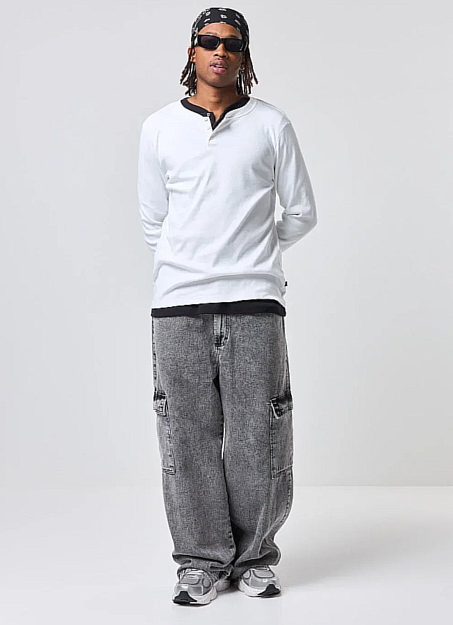camiseta manga longa slim ribana