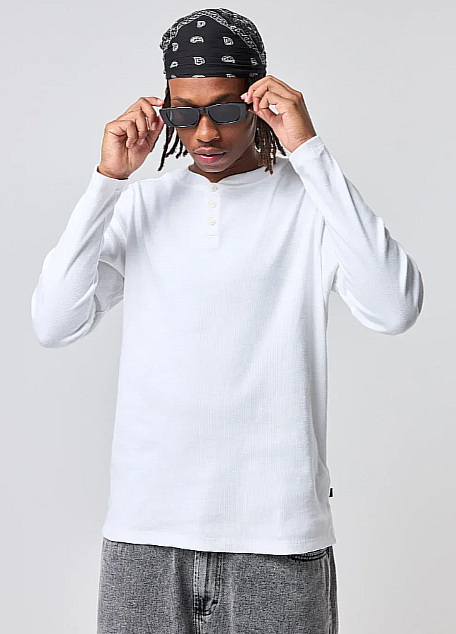 camiseta manga longa slim ribana