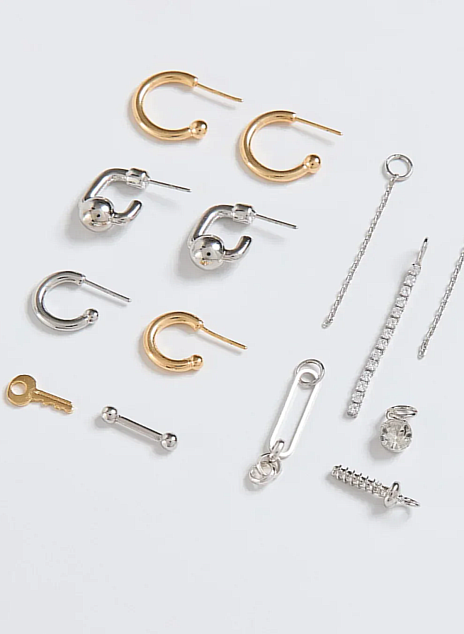 conjunto 3 argolas com pingentes
