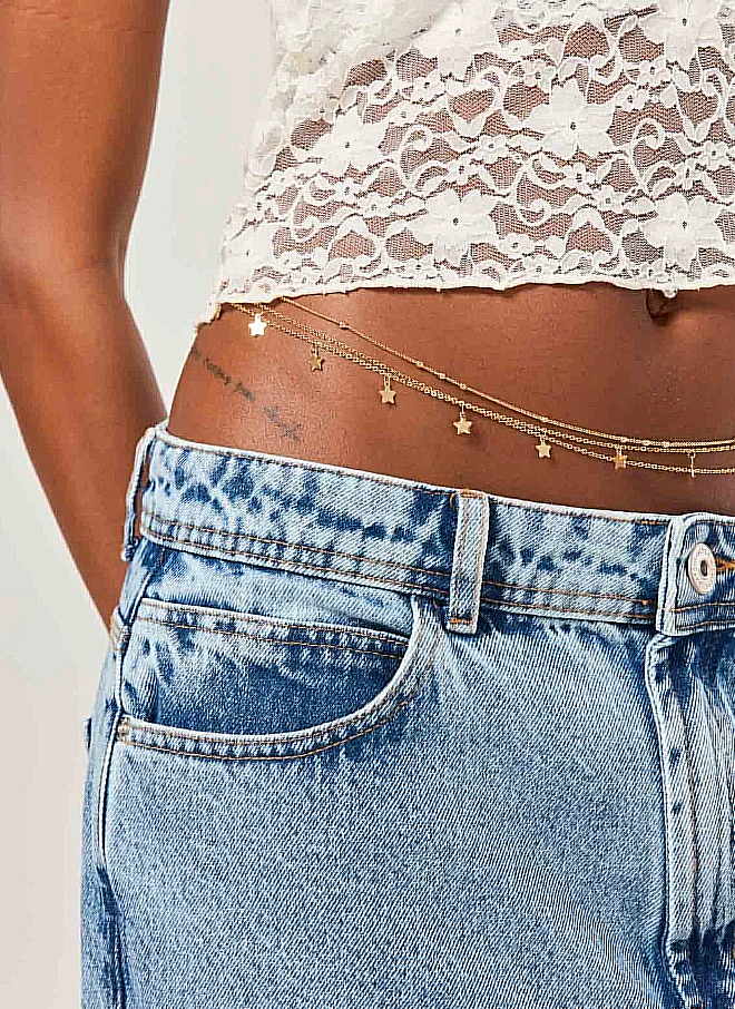 body chain dourada estrelas