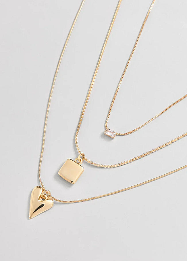 conjunto 3 colares dourados brilho