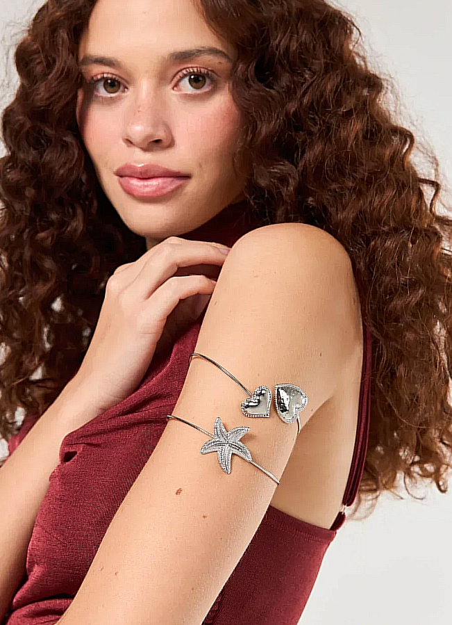 conjunto 2 braceletes prateados