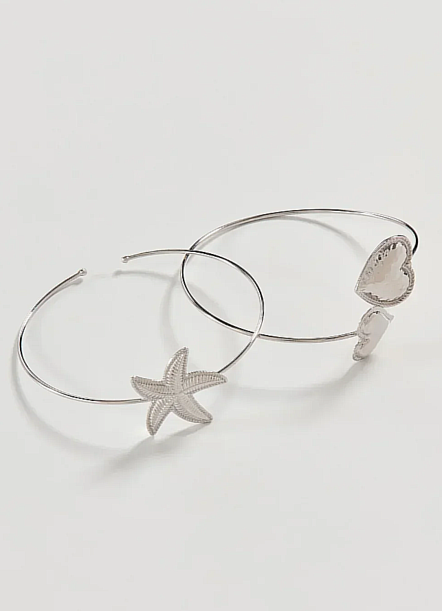 conjunto 2 braceletes prateados